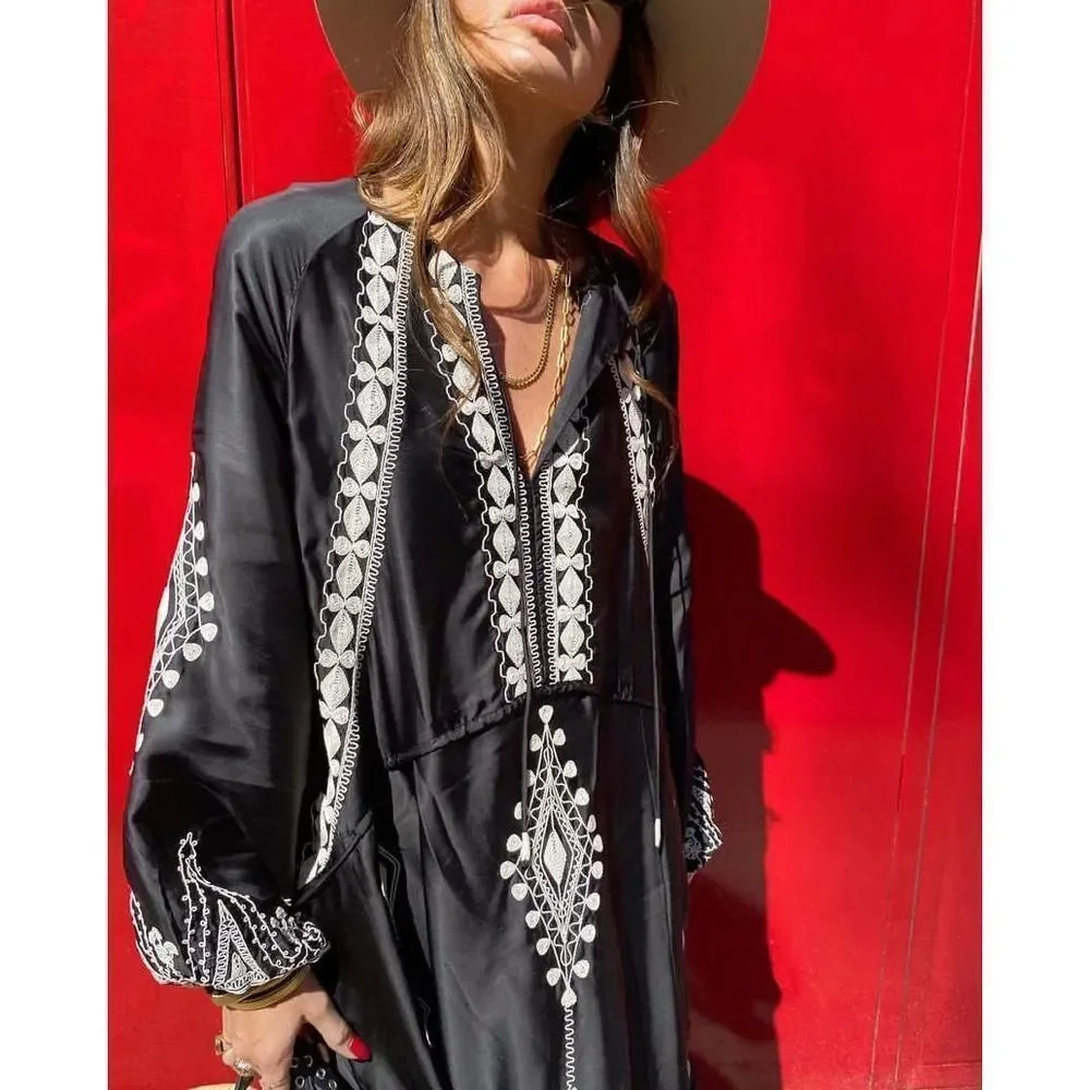 Zara Embroidered Dress Limited Edition New Black - Picture 4 of 14